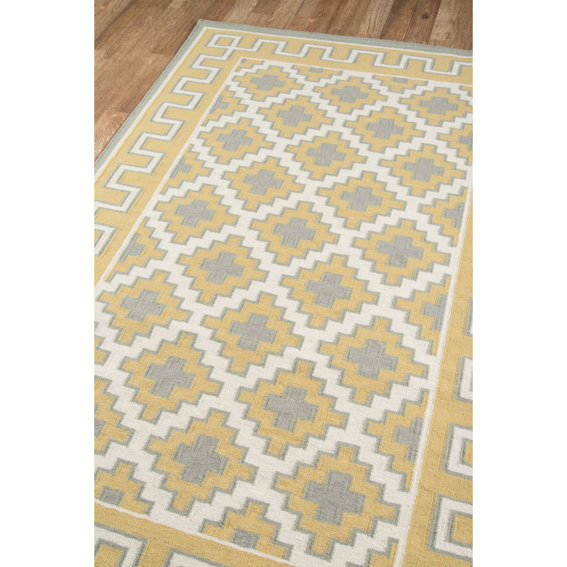 Thompson Wool Oriental Area Rug in Gold, Rectangle 7'6" x 9'6"