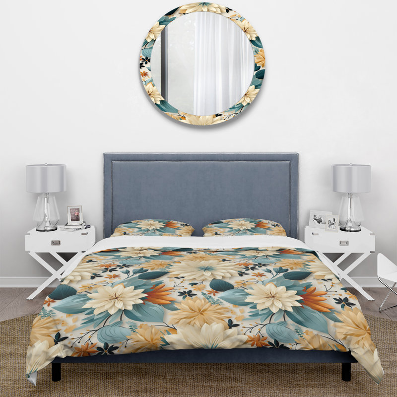 Literie à fusion géométrique bleue et beige, Housse de couette pour très grand lit et 2 très