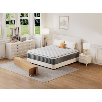 12" Hybrid Mattress In A Box With Memory Foam & Individually Wrapped Coils, Medium Firm Support, Breathable Cotton Cover