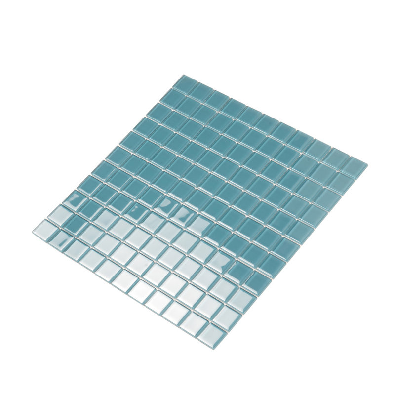 1" x 1" Polished Glass Mosaic Tile, Sea Blue