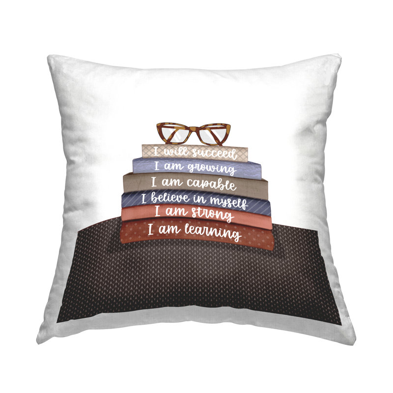 Coussin décoratif inspiré Inspirational Bookstack phrases par Saba Rauf