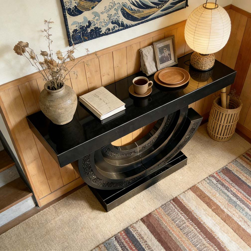 Console à miroir avec hall d'entrée, Noir