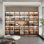 Bibliothèque combinée avec portes en verre et lumières DEL