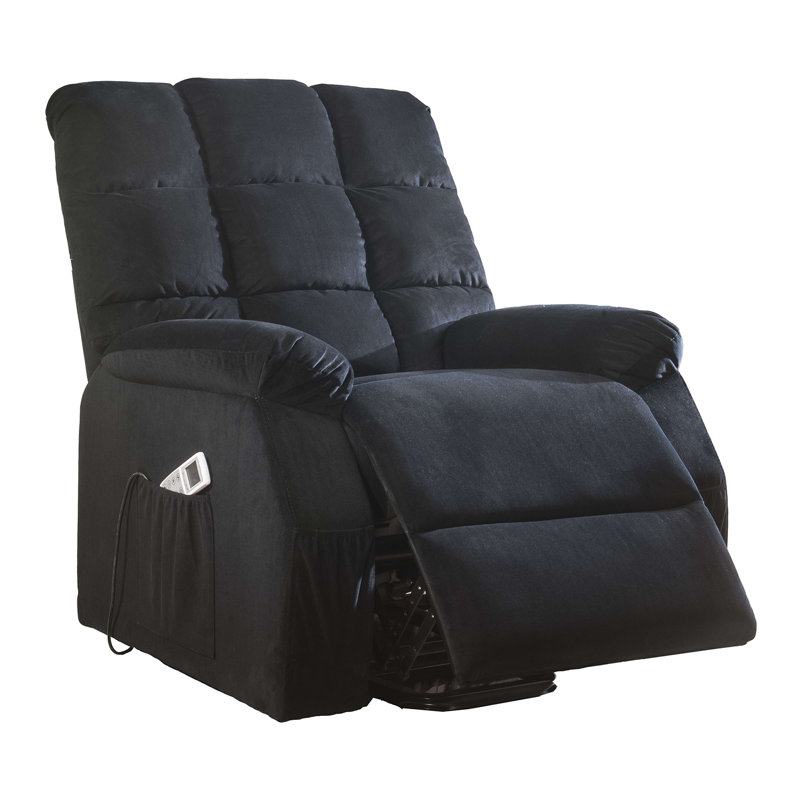 Upholstered Power Recliner, Black Velvet