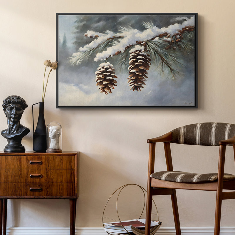 Paysage rétro - CXCV III, Toile avec cadre flottant noir, H 17 po x l 25 po x P 2 po