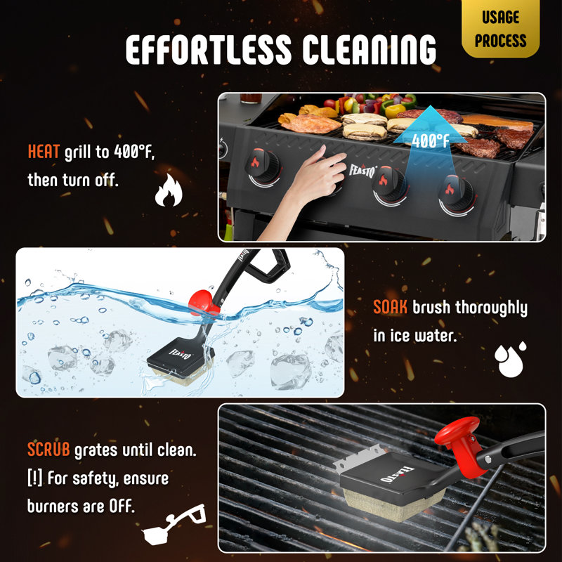 Barbecue au charbon Feasto avec table d'appoint et brosse de nettoyage