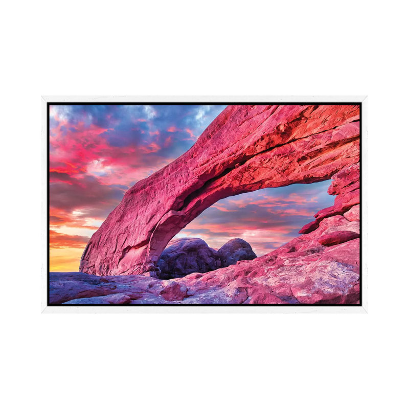 Moab Arch by Mark Paulda - Print on Canvas, White Floater Framed, 45.72cm H x 66.04cm W x 3.81cm D
