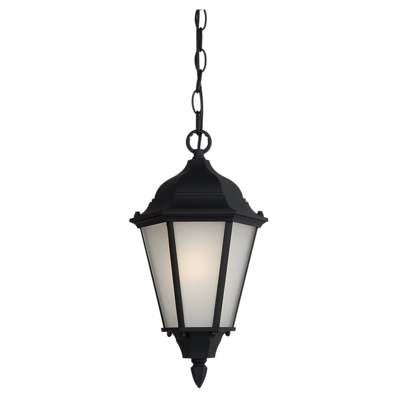 Bakersville One Light Outdoor Pendant from Generation Lighting , Black, No, Frosted Shade