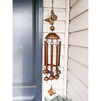 Flamed Butterfly Pipes W/Bells Wind Chime