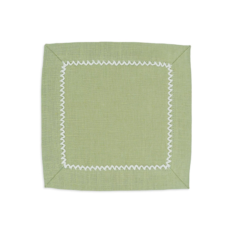 Inverted Picot Edge Cocktail Napkin, Sage