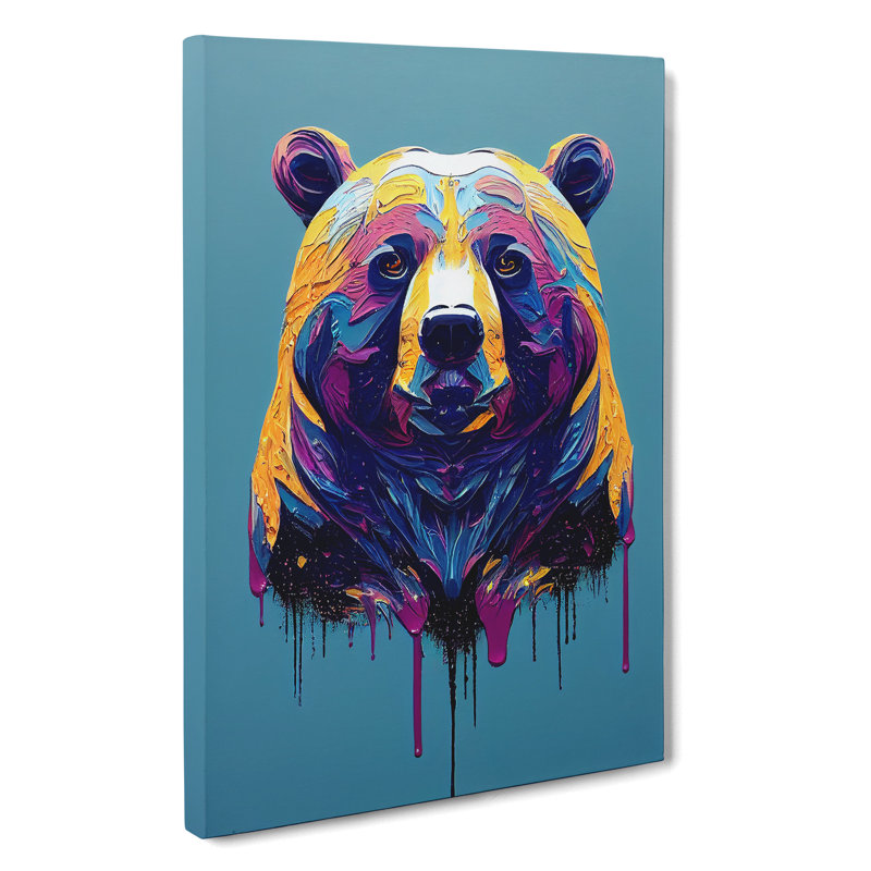 A Painted Bear No.2 Abstract - Unframed - Wrapped Canvas, 50cm H x 35cm W x 3cm D