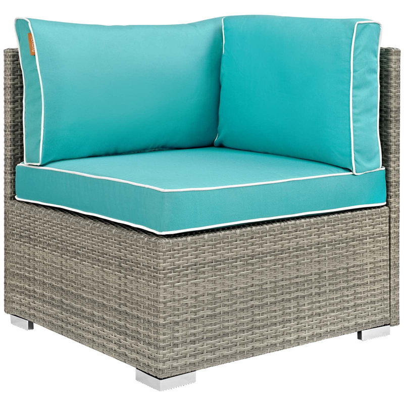 Modway Havenside Home Bocabec Fabric Outdoor Patio Corner, Turquise