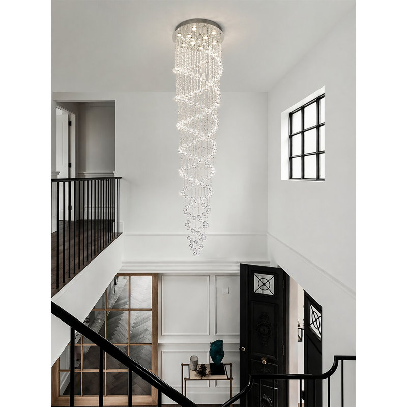 Lustre en chrome à 9 lumières avec accents de cristal Stephanie
