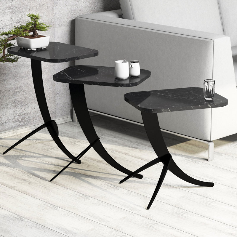 Hico 3 Piece Nest of Tables, Black
