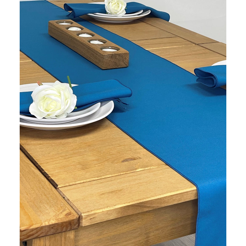 Teal Table Runner 14" x 144" (35cm x 365cm), 35cm W x 354cm L, White