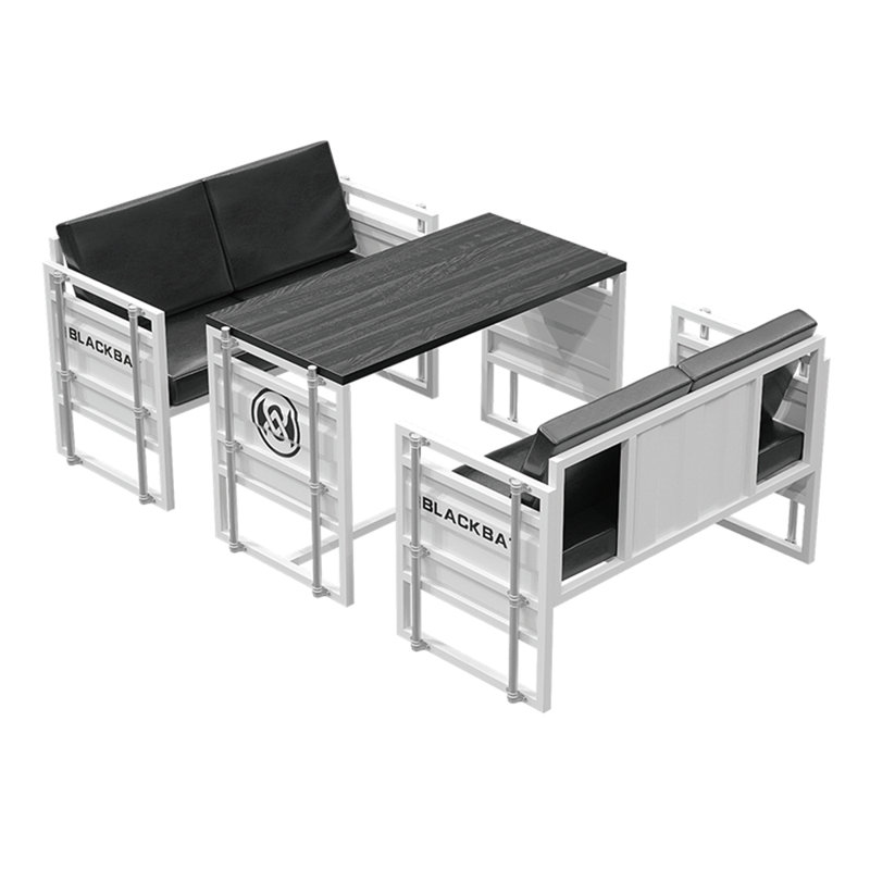 Kalan 4 - Person Solid Wood Top Trestle Base Dining Set, White/Black, White