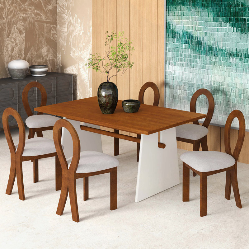 7 - Piece Dining Table Set,dinning table set, Brown