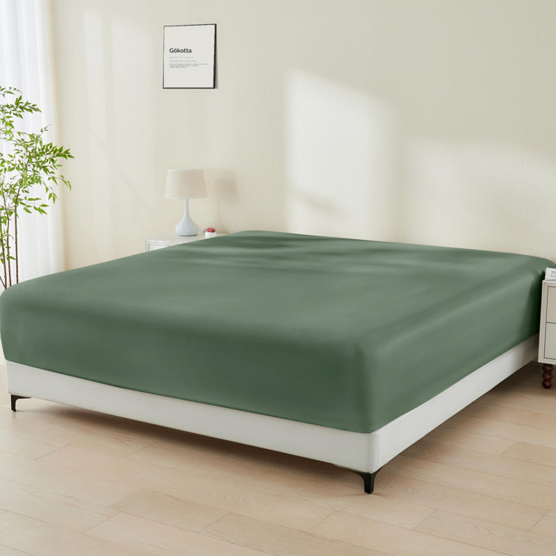 Fitted Sheet Only - 16 Inch Pocket Rayon From Bamboo Fitted Sheet, Super Soft And Cooling Bottom Sheet With 4 Elastic Corner Straps(Green)