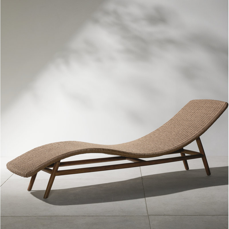 Portia Outdoor Teak Chaise Lounge, Natural, Natural Teak