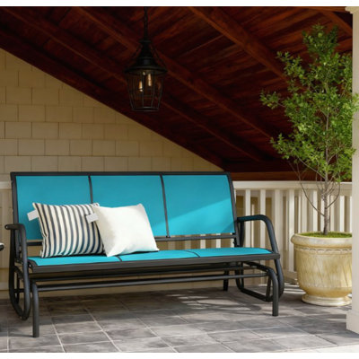 Outdoor Patio Glider Bench with 3 Seats, Breathable Mesh Fabric and Durable Metal Frame for Comfortable Relaxation