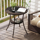 Leeper Round Glass Outdoor Coffee Table