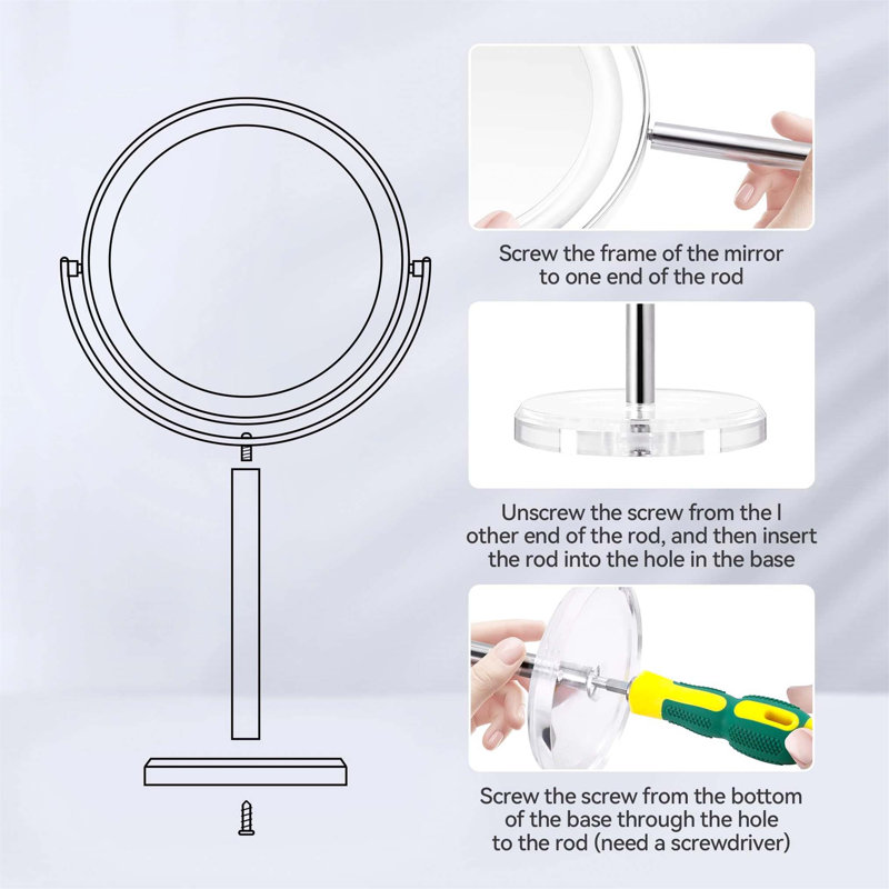 Demetrias Metal Round Floor Mirror, Clear