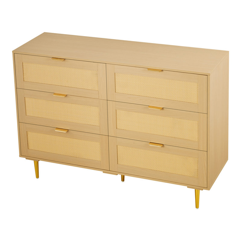 Commode 6 tiroirs en rotin