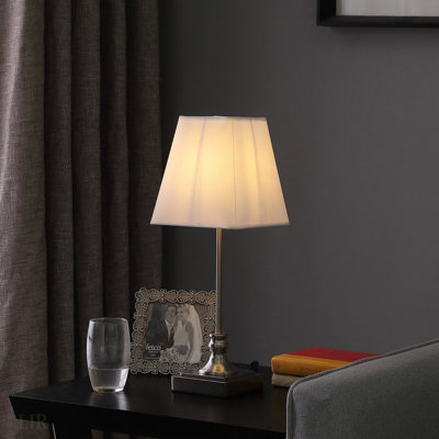 18.75" In Leil Mid Century Square Brush Silver Table Lamp, Table Lamp