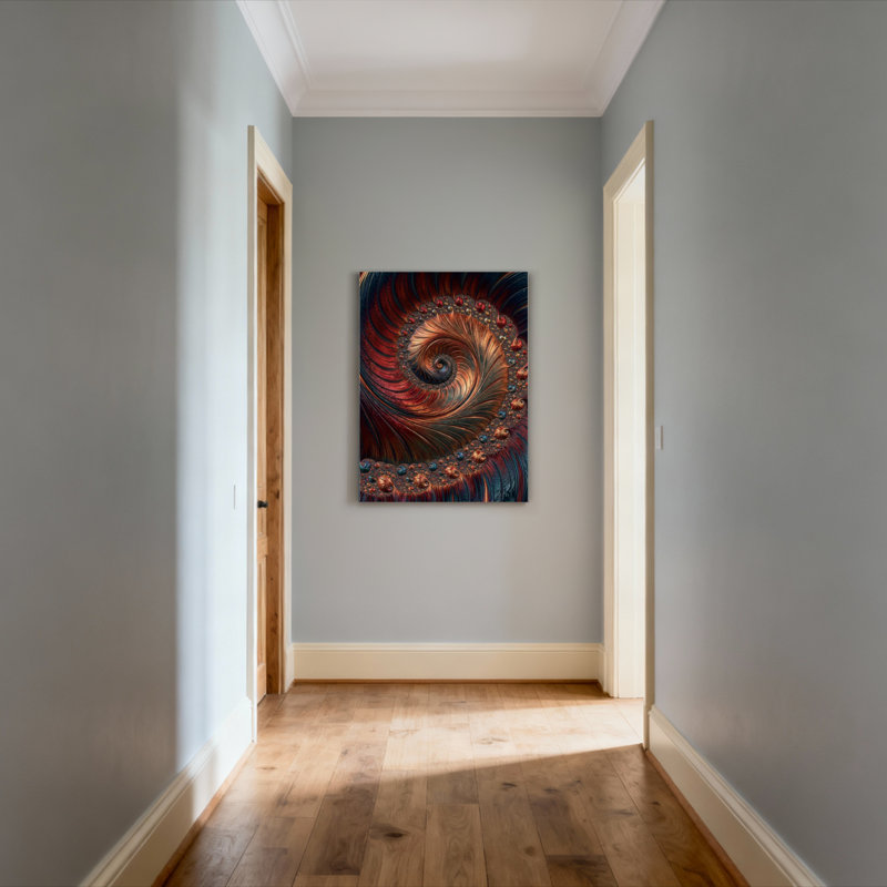 Ensemble de 1 tableau sur toile à motif fractal abstrait en spirale, H 36 po x l 24 po