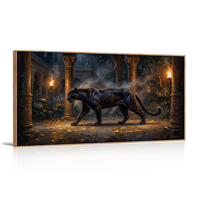 Ensemble de 1 tableau sur toile Mystic Panther, L 40 po x H 20 po, Naturel