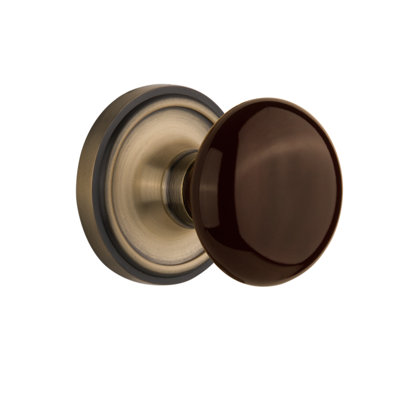 Poignée de porte intérieure en porcelaine brune avec rosette Classic