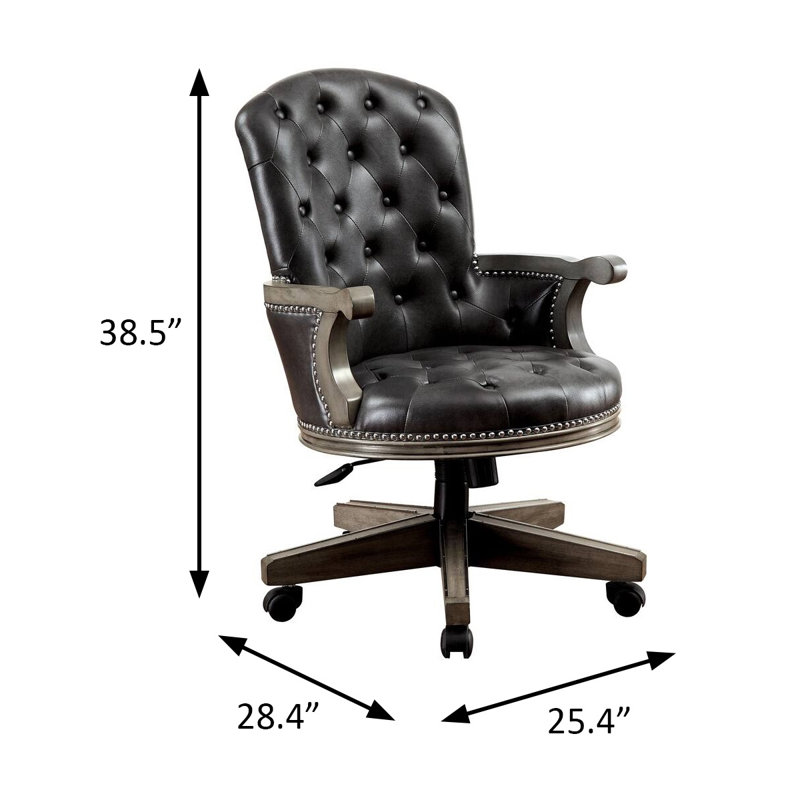 Chaise avec accoudoirs réglable en hauteur de 25,4 po de largeur, gris / noir