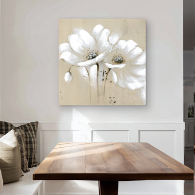 White Abstract Wild Flowers - Contemporary Metal Print Decor