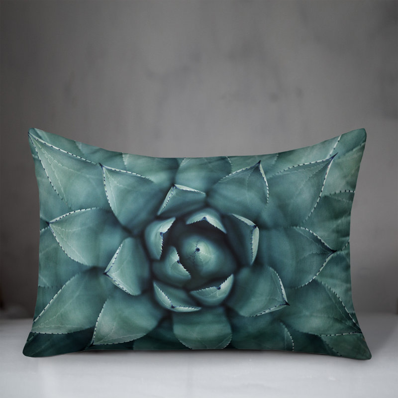 Floral Outdoor Reversible Throw Pillow, Teal