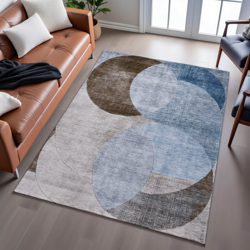 Tapis géométrique de qualité supérieure lavable à la machine AMF1140, Rectangle 10 pi x 14 pi