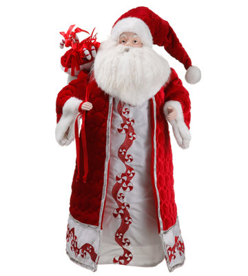 Figurine de père Noël 26 "brodée en rouge et blanc