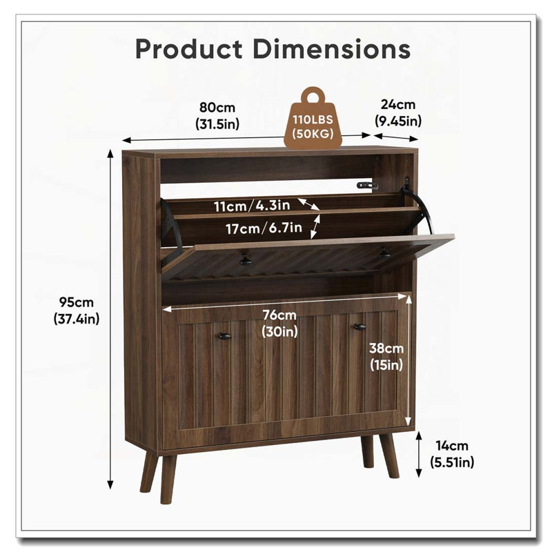 Shoe Storage Cabinet, 31.5-inch