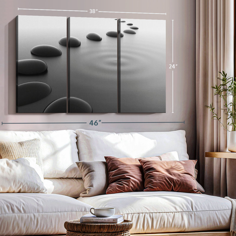 «Pebbles On Water» sur toile, H 24 po x l 38 po