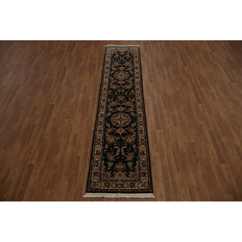 Tapis de couloir chinois foncé foncé 10 pi x 10 pi avec motifs floraux