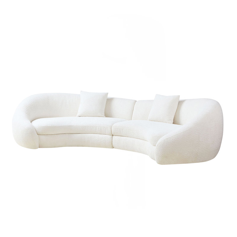 Canapé moderne et incurvé avec un design élégant en forme de cœur d'amour - canapé en molleton beige moelleux pour le salon (l 125,98 po x P 62,2 po x H 29,92 po)