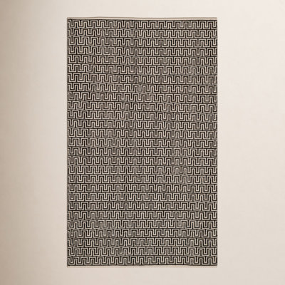 Bradshaw Black Ivory Hand-Woven Cotton Rug