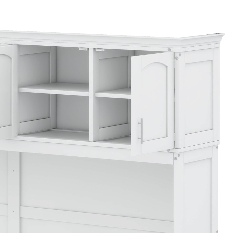 Lit escamotable mural avec armoires Murphy, Blanc, Lit double