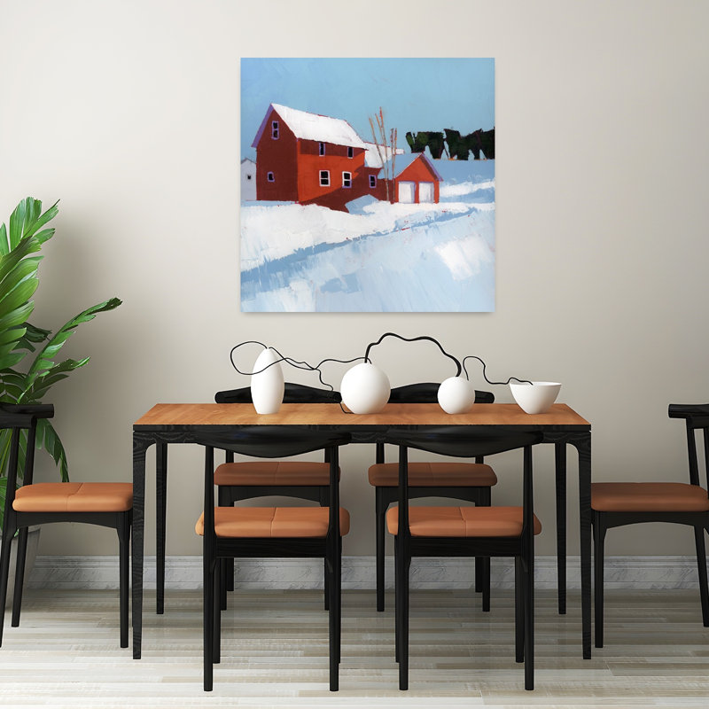 «Quiet Abstract Contemporary Winter Architecture Art», H 32 po x l 32 po