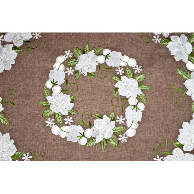 Magnolia on Brown Table Topper (33" Round)