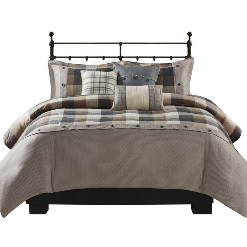 Élégante housse de couette à chevrons 6 pièces pour très grand / très grand lit avec coussins décoratifs et imprimés audacieux