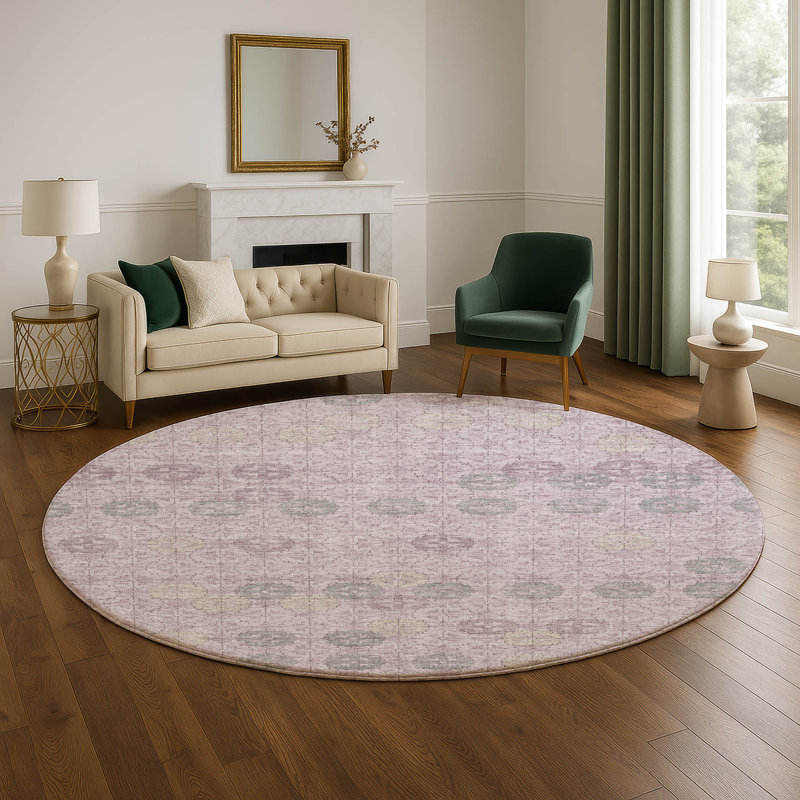 Premium Machine Washable Xamiera AMF1855 Geometric Rug, Round 8'