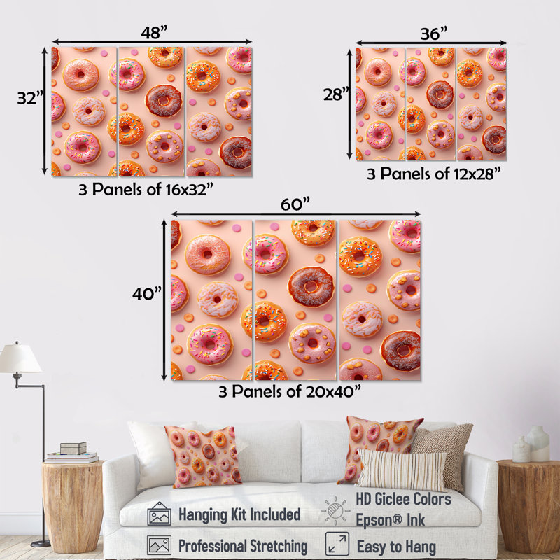 «Fun Donuts», Toile tendue, H 32 po x l 48 po x P 1 po
