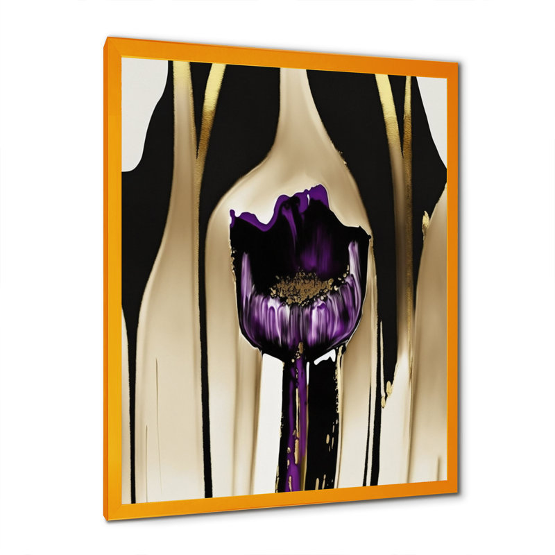 Fleur mauve sur une peinture abstraite IV - Impression sur toile, H 32 po x l 16 po x P 1 po