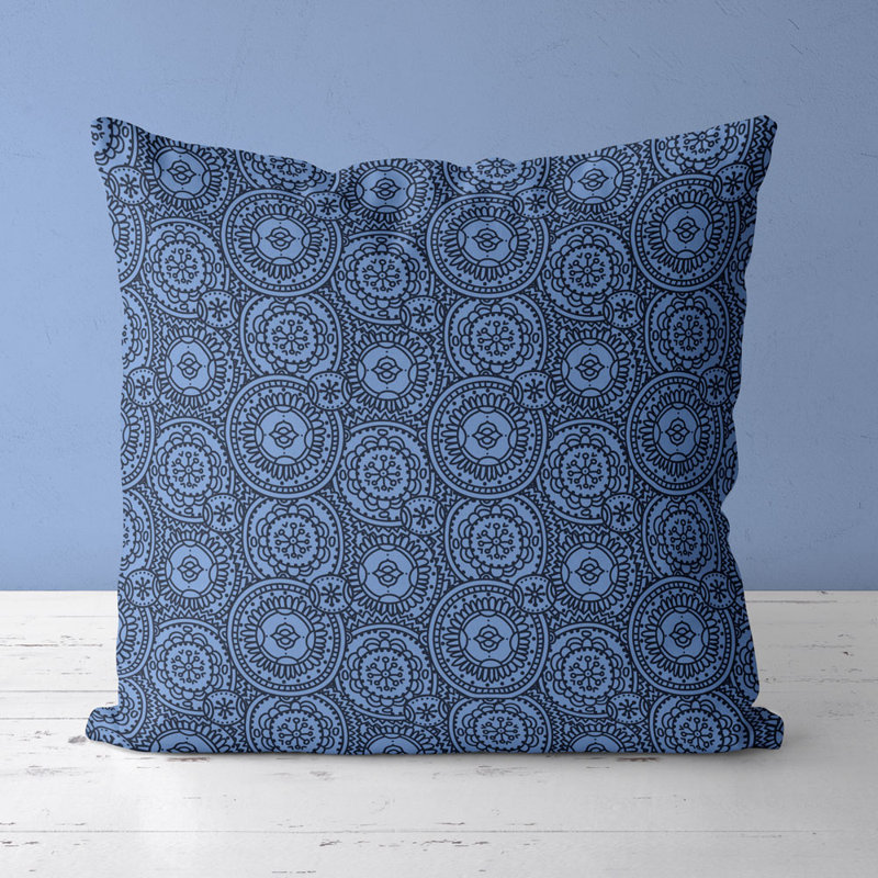 Housse de coussin carré et insert, Bleu