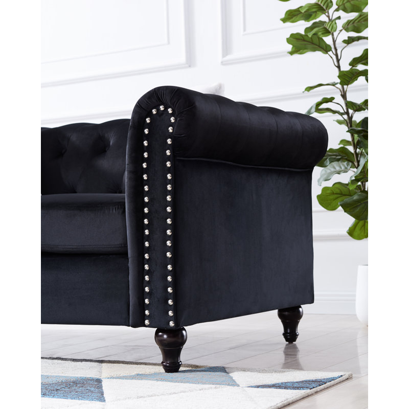 Canapé modulaire 2 pièces Jemiyah, Velours noir